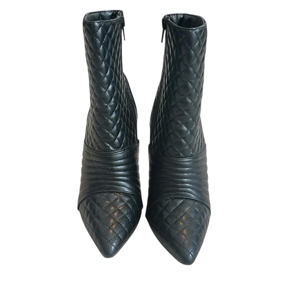 Rouge Helium Black Quilted Stiletto Ankle Boots – Size 7.5 - Picture 2 of 5